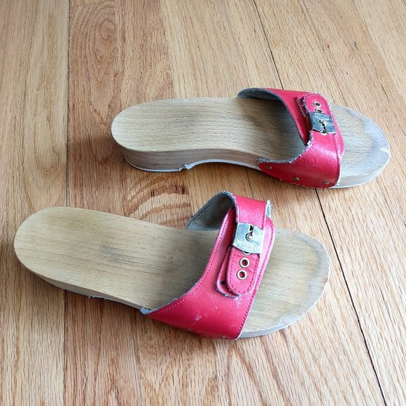 Dr. Scholl’s 70's Original Collection Leather Wood Slide Exercise Clog Sandals - Picture 12 of 12